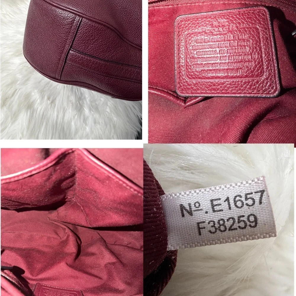 Coach #F38259 Deep Red Leather Hobo Bag